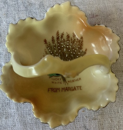 Vintage ceramic crested basket - ceramic,