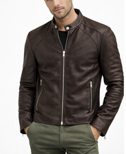 Mens Leather Jacket Coat Size