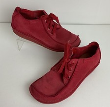 Clarks Unstructured Red Suede Leather Funny Dream Lace Up Shoes Uk 5.5 D