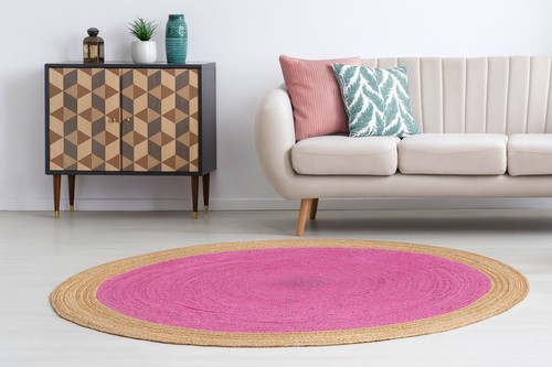 Jute round rug natural - natural, braided