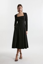 Karen Millen A-Line Midi Dress UK6 in Black RRP £209