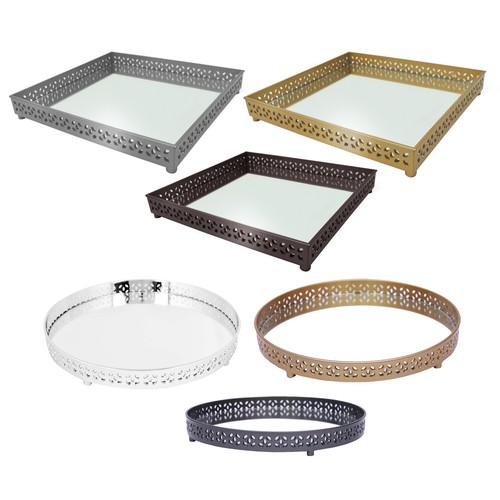 Decorative mirror tray - tray, round
