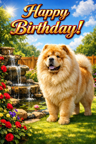 Chow birthday card lion - birthday,