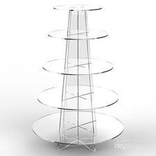 Displaypro 5 Tier Acrylic Cupcake Display Stand Cup Cake Party Holder - Round