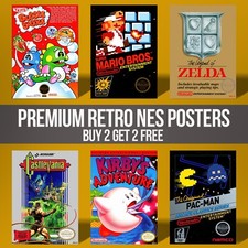 Retro  NES Poster Vintage Super Nintendo Posters 80s 90s Wall Art A5 A4 A3 A2