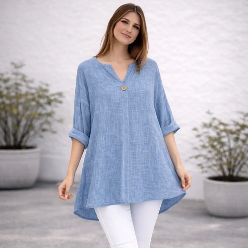 Oversized italian cotton tunic - italian,