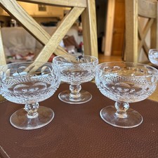 3 x Waterford Crystal Colleen Low Saucer Champagne Sherbet Glasses 3.5” tall 