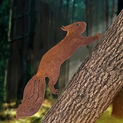 Rusty metal squirrel tree - rusty,