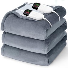 Heated Electric Blanket King Size - 90" x 100" Heating King, Ash Gray 