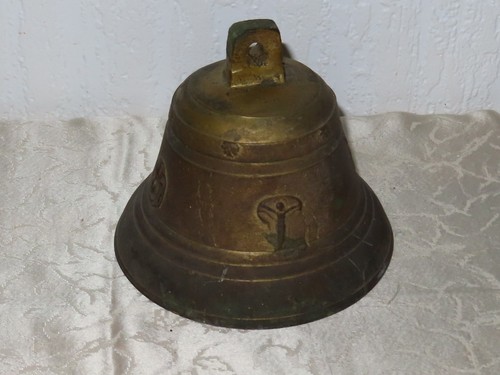 Antique bell with ihs church - antique,