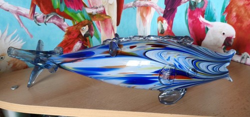 Murano glass fish blue - glass,