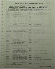 Original Lambourn Tractor Cabs UK Market Price List, April 1964