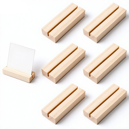 Wood table number stands - wood, card