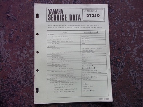 Yamaha dt250 service data - yamaha,