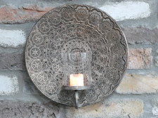 Large Circular Wall Mounted Eastern Moroccan Style Church Candle Holder Sconce