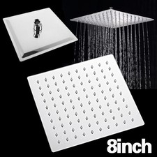 NEW Large Square Rainfall Shower Head 8 inch Fixed Rain Shower Head Overhead UK