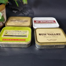 Set Of Four Tobacco Tins St Bruno Golden Virginia Sun Valley Vintage