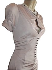 Karen Millen ❤️ UK 12 US 8 EU 40 VINTAGE MOCHA GOVERNESS DECO 1920’s SATIN DRESS
