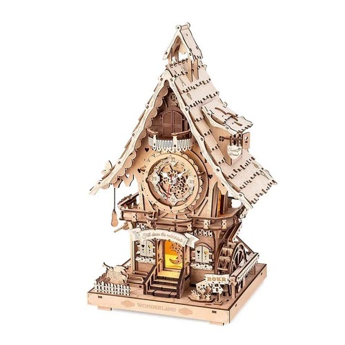 Wooden puzzle cuckoo clock - 3d,