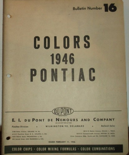 1946 pontiac color chips - pontiac,