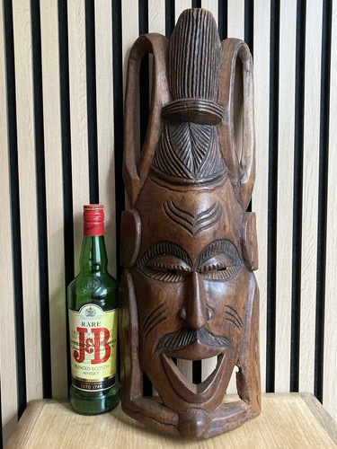 Hand carved large wood face - carved,