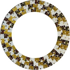 Zorigs - Handcrafted Gold and Brown Mosaic Mirror, 24" Round Wall Mirror