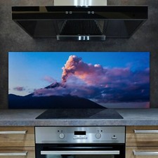 Glass Kitchen Splashback Tile Stove Panel Volcano Eruption Landscape 125x50