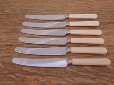 Vintage Set 6 x Faux Bone Handle DINNER KNIVES - J Nowill & Sons Sheffield