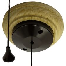 Bakelite Ceiling Pull Cord Light Switch on a Solid Oak Mount - Natural Finish