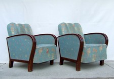Pair of Art Deco Armchairs, Club Cocktail Chairs. Antique Vintage Halabala 1920.
