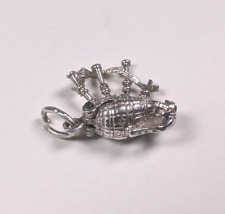 Vintage Silver Bracelet Charm Opening Scottish Bagpipes Dancer Inside
