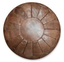 Premium XL Leather Pouffe Chocolat Brown - Delivered Stuffed, Ottoman, Footstool