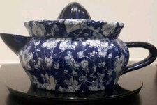 1920s Vintage/Antique Ironstone Citrus Fruit Juicer Blue/White Porcelain Pottery