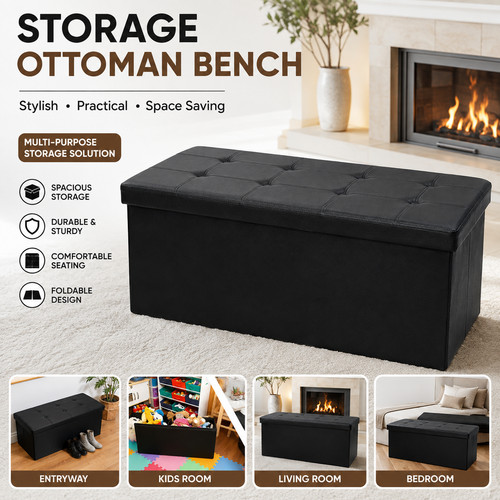 Faux leather ottoman - in, 1