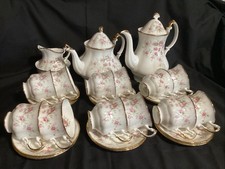 Royal Albert Victoriana Rose Tea Set 28 Pieces Large Teapot , Coffee Pot 12 Duos