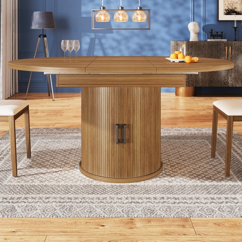 Round extendable dining table - round,