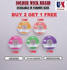 SOLDER WICK REMOVER DESOLDERING BRAID FLUX REMOVER ALL WIDTHS 1.5 TO 3.5