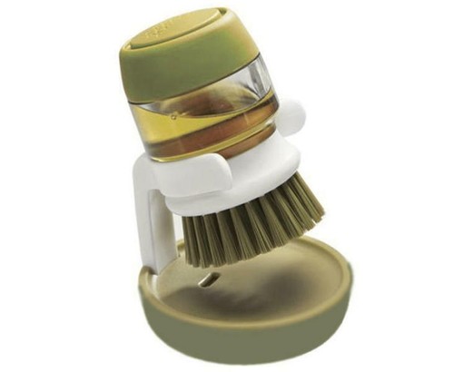 Dish brush green with soap - green,,