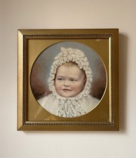 Antique Victorian Oil Painting Portrait of a Baby Signed and Gilt Framed