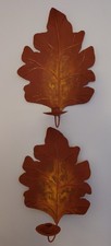 Decorative metal leaf wall votive candle holders sold as pair 
