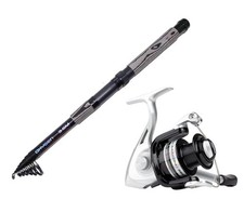 Shakespeare MACH 1 3BB 70  Reel &Line With Telescopic 11FT Travel Fishing Rod