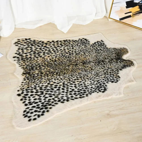 Leopard print faux cowhide rug - print,