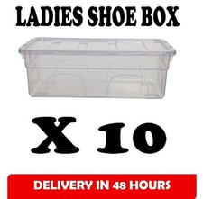 10 x PLASTIC LADIES SHOE BOX