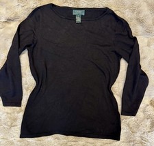 Vintage Ralph Lauren Silk Blend Long Sleeved Back Sound Neck Top Ladies Size 10