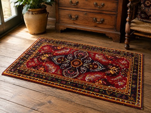 Vintage hand knotted wool - wool, rug