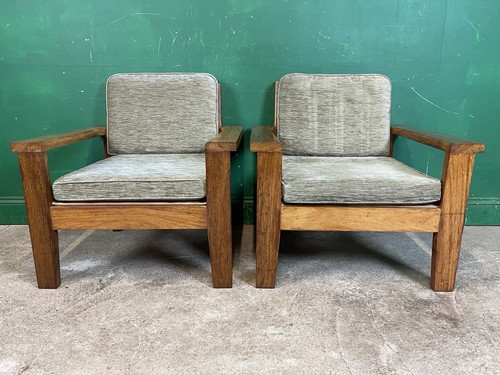 Pair mid century wood - pair,