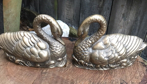 Brass figure antique cast swan - brass,