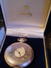 Verity Silver Pocket Watch Boxed 925 Hallmarks Half Hunter