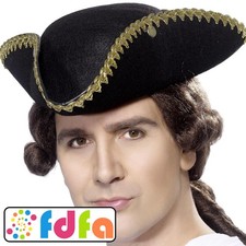 Smiffys Dick Turpin Tricorn Hat Highwayman Adults Mens Fancy Dress