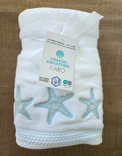 New Caro Home White Starfish Coastal Hand Towel Set of 2